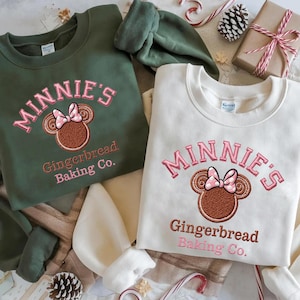 Embroidered Minnie Gingerbread Sweatshirt, Disney Christmas Baking Sweater, Disneyland Holiday Cookie Shirt, Disney Family Christmas Tee
