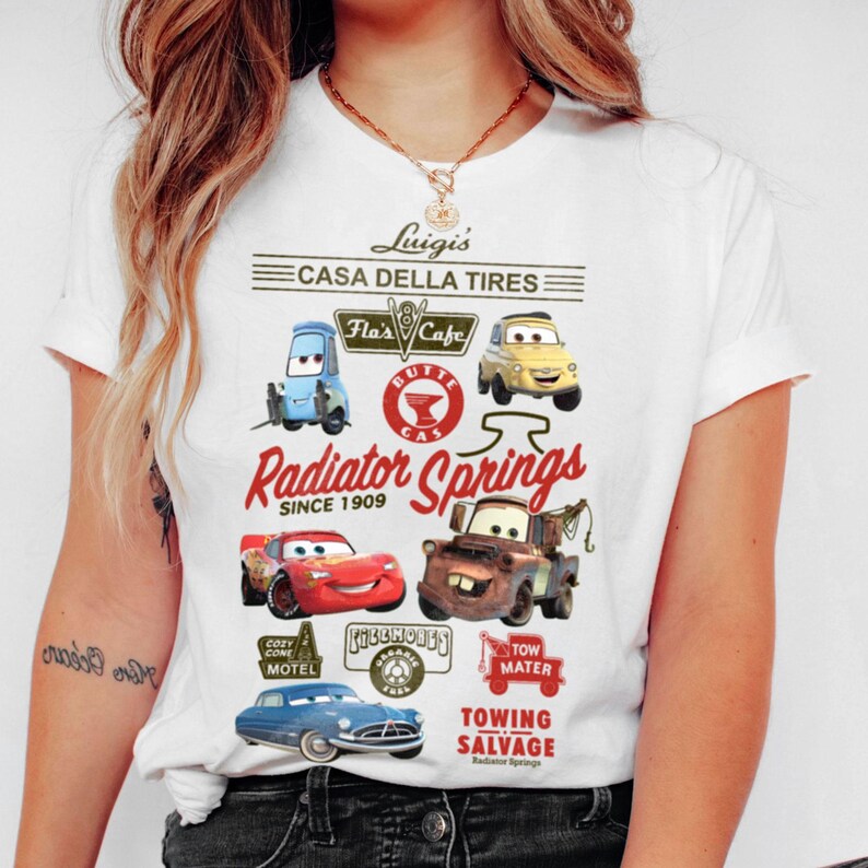 Radiator Springs Shirt, Disney Cars Lightning McQueen and Mater Tee, Disney Vacation 2026 immagine 4