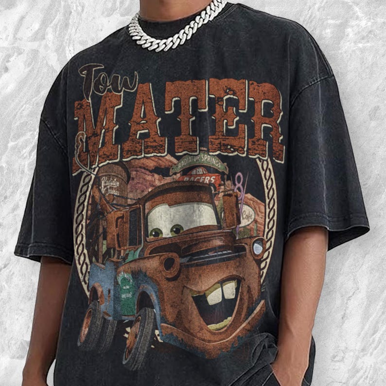Tow Mater Western Acid Wash Oversized Shirt, Disney Cars Inspired Acid Wash Tee, Disneyland Trip Shirt bild 2