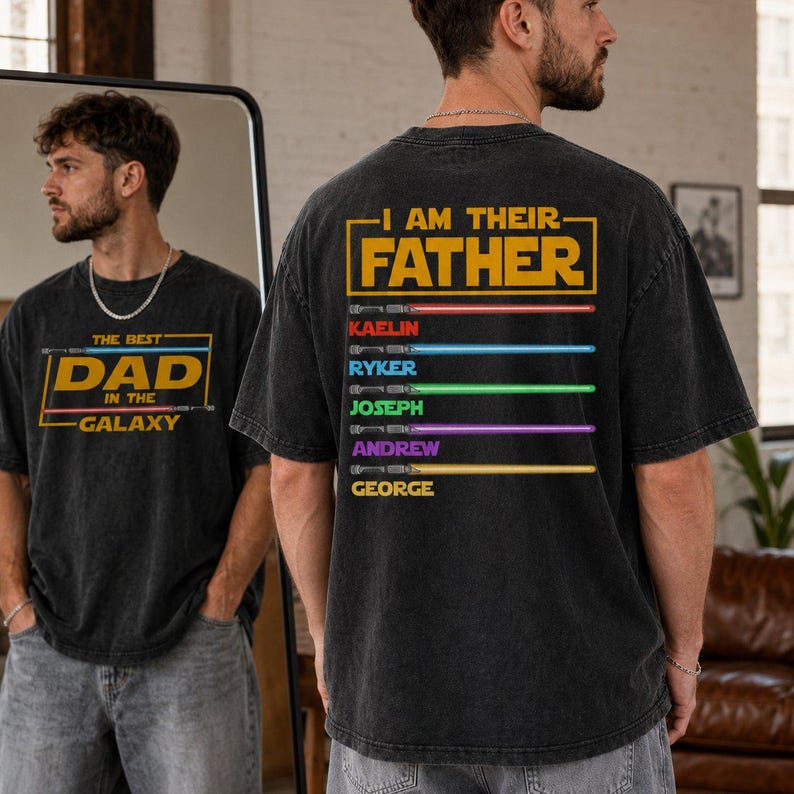 Custom Kids Name Lightsaber Acid Wash Oversized Shirt, Star Wars Inspired Galaxy Tee, Disneyland Trip 2026 bild 3