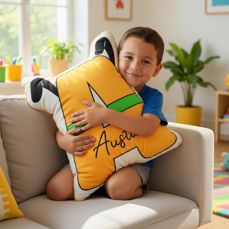 Personalized Mickey Mouse Alphabet Plush Pillow, Custom Name Nursery Decor afbeelding 2
