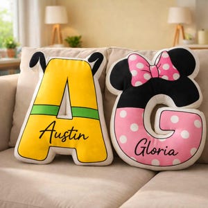 Personalized Mickey Mouse Alphabet Plush Pillow, Custom Name Nursery Decor afbeelding 8