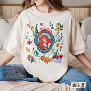 The Little Mermaid Ariel Shirt, Coquette Bow Disney Princess Tee, Ariel & Friends Flounder Sebastian Shirt, Girls Disneyland Trip T-Shirt