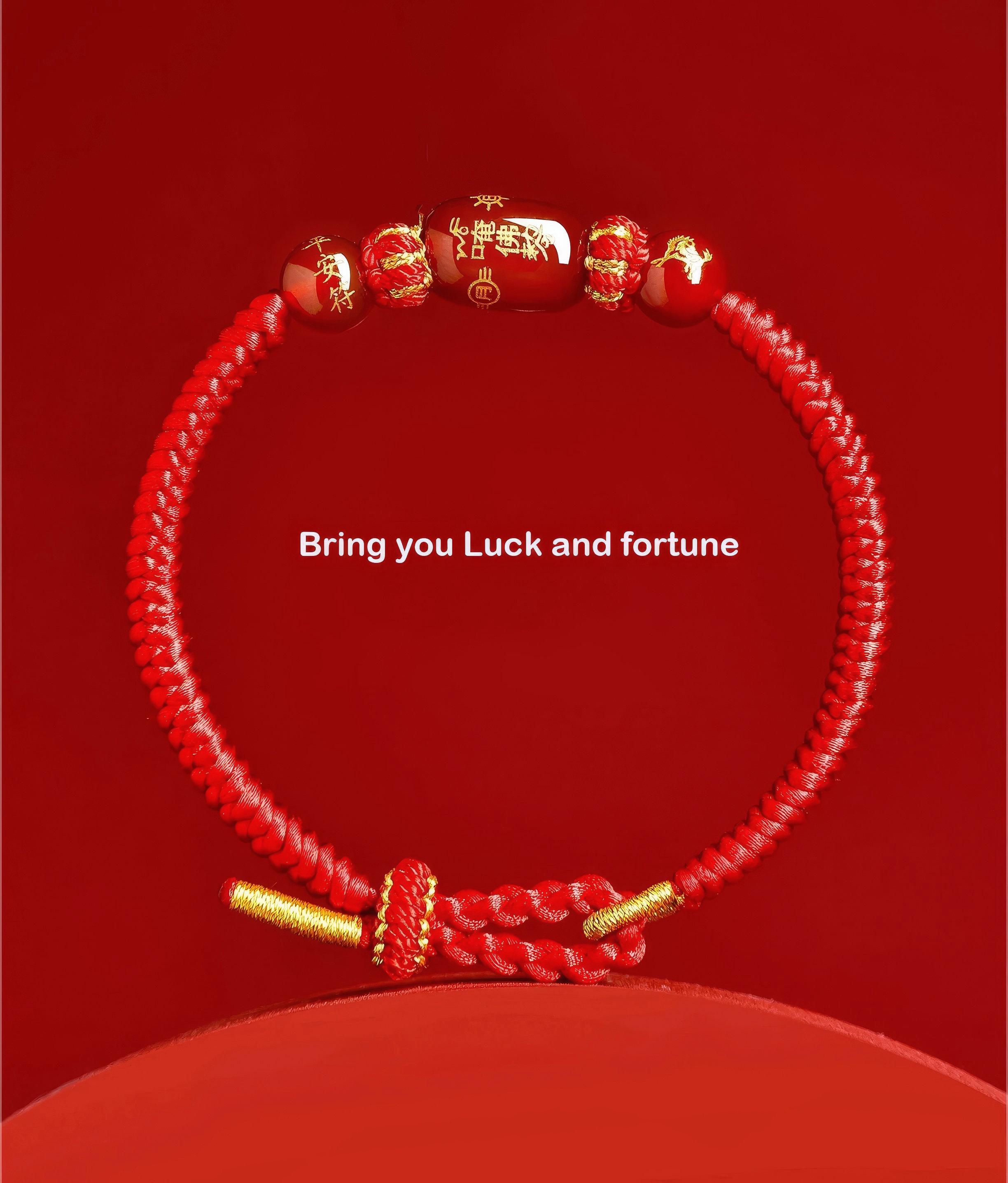 Temple Blessed 2027 Chinese Zodiac Bracelet, Red String Agate