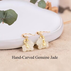 Hand-Carved Jade Horse Earrings, Gold Plated 925 Silver Dangle Drop, Zodiac Animal Amulet, Success Blessing Gift, Asian Artisan Jewelry image 6