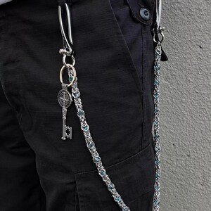 Blue keel bead pants chain Wallet Chain ,Jeans Chain,Gothic Pants Chain,Biker Wallet Chain,Handmade Wallet Chain,Punk Wallet Chain