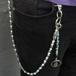 Crack Stein Runde Perlen cleanfit Geldbörse Kette, Jeans Kette,Gothic Hosen Kette,Biker Geldbörse Kette,handgefertigte Geldbörse Kette,Punk Geldbörse Kette