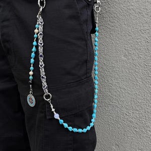 Blue bone keel splicing Wallet Chain ,Jeans Chain,Gothic Pants Chain,Biker Wallet Chain,Handmade Wallet Chain,Punk Wallet Chain