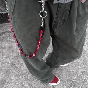 Ink-painted acrylic red beads Wallet Chain ,Jeans Chain,Gothic Pants Chain,Biker Wallet Chain,Handmade Wallet Chain,Punk Wallet Chain