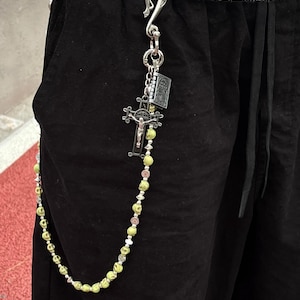 Dark Green Skeleton Priest Silver  Wallet Chain ,Jeans Chain,Gothic Pants Chain,Biker Wallet Chain,Handmade Wallet Chain,Punk Wallet Chain
