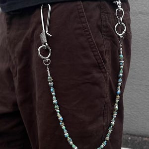 Turquoise Czech beads Wallet Chain ,Jeans Chain,Gothic Pants Chain,Biker Wallet Chain,Handmade Wallet Chain,Punk Wallet Chain