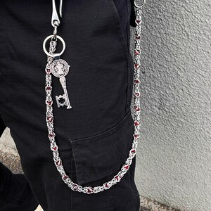 Red keel bead pants chain Wallet Chain ,Jeans Chain,Gothic Pants Chain,Biker Wallet Chain,Handmade Wallet Chain,Punk Wallet Chain