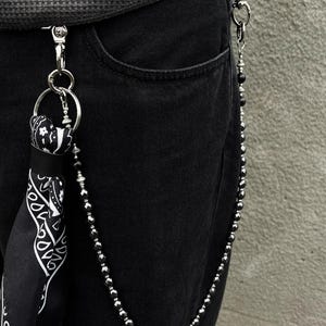 Black gallstone trouser Wallet Chain ,Jeans Chain,Gothic Pants Chain,Biker Wallet Chain,Handmade Wallet Chain,Punk Wallet Chain