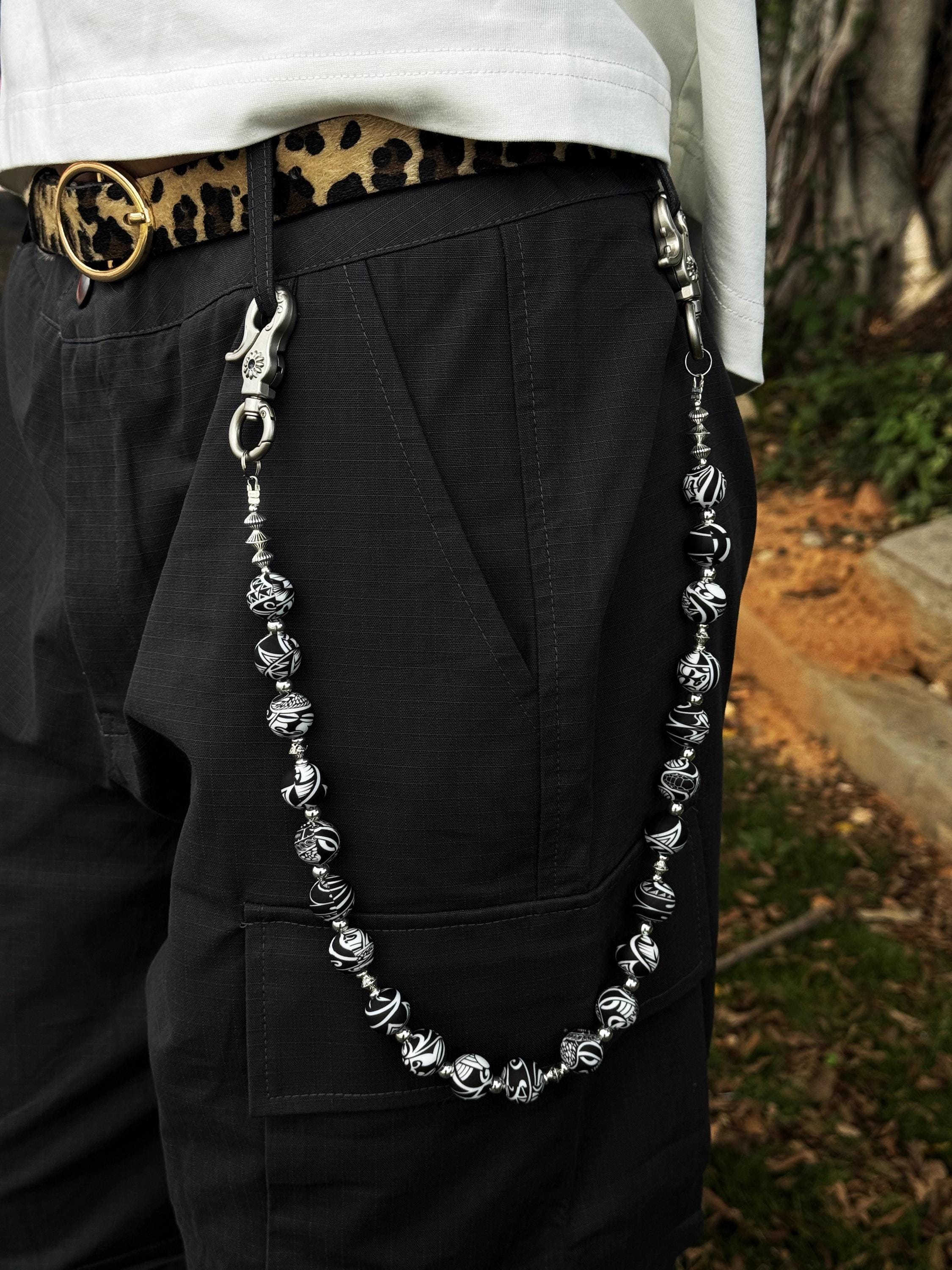 Cashew bead pantsWallet Chain,Y2K Jeans Chain,Gothic Pants Chain,Cross keychain,Handmade Wallet Chain,Punk Wallet Chain,Jewelry Wallet Chain