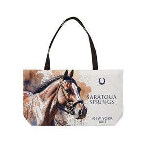 Saratoga Springs, Equestrian Weekender Tote Bag, Horse Lovers Gift