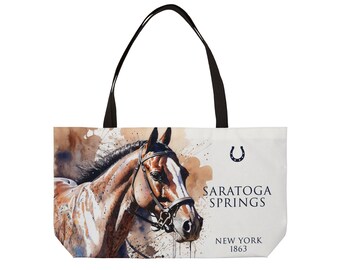 Saratoga Springs, Equestrian Weekender Tote Bag, Horse Lovers Gift
