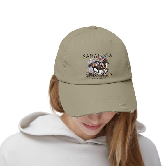 Vintage Saratoga Springs, Distressed Cap, Horse Racing Hat 