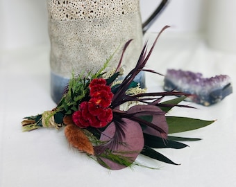 Boho Dried Preserved Floral Boutonniere