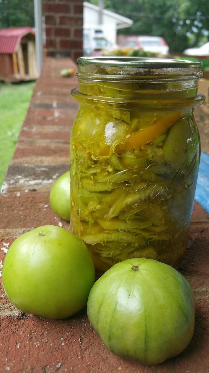 Garlic Dill Heirloom Green Tomato pickles Pint jar Etsy