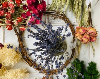 DIY Dried Floral Wreath Kit-You choose Theme/Colors/Size