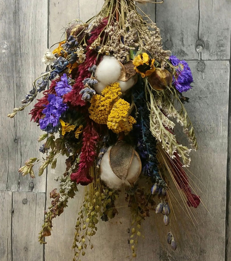 Small Hanging Dried Herbal Floral BouquetAutumn Vintage Farmhouse Decoration image 7