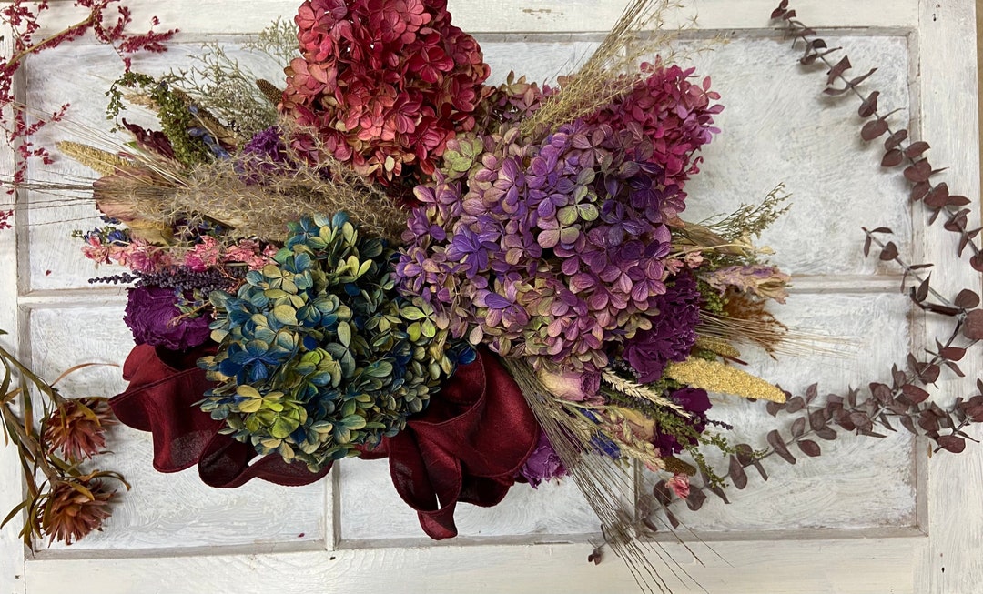 Bold and Beautiful Collection Dried Floral Swag Home Decorhydrangeas