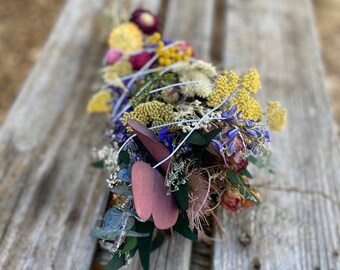 Hanging Dried Herbal Floral Bouquet*Kaia-Autumn Vintage Farmhouse Decor - Single