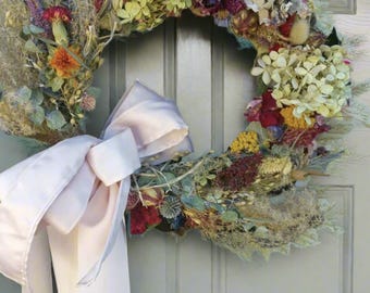 Dried Floral and herb Wreath* All Natural from Nature*Rustic Farmhouse Home Decor