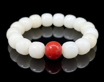 Handmade Healing Crystal Healing Energy Bracelet White Bodhi Incense Ash Bracelet Gift Crystal Bracelet Gemstone Bracelet Prosperity Gift