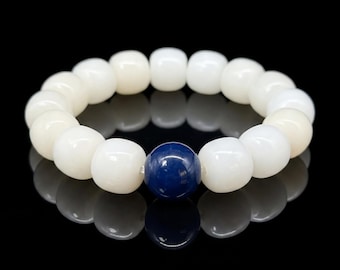 Family protection bracelet 12mm Handmade Incense Ash Bead Bracelet White Jade Bodhi  Bracelet,Meditation and Spiritual Cleanse Gift For Him