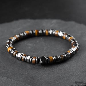 Tigerauge Morse-Code-Armband für Männer, Stärke und Mut Energie Armband, Neujahrsgeschenk