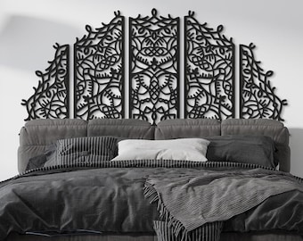 Mandala bed headboard, Mandala headboard home decor, Bohemian headboard king, Wood headboard queen, Mandala wall panel, King headboard wood