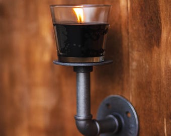Industrial Wall Candle Holder, Pipe Wall Sconce Candle Holder, Rustic Wall Mounted Candle Sconce, Metal Wall Candle Decor