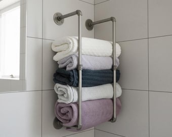 Vertical Towel Rack, Industrial Towel Rack, Pipe Towel Holder, Towel Rack Wall Shelf, Towel Rack for Shower, Floating towel rack