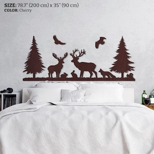 Wooden bed headboard, Forest bed headboard, Rustic headboard king, Rustic headboard queen, Nature headboard, Farmhouse headboard full size