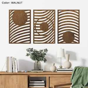 Boho wood wall art bauhaus style, Abstract wood art wall, Modern wood wall art decor, Geometric wood wall decor, Geometric Panel Art