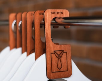 Patelai 25 Pieces Blank Wooden Clothing Rack Divider Closet Blank Organizers Hanger Separators Hanging Closet Divider With Marker Pen For Home Nursery Clothes - View #3