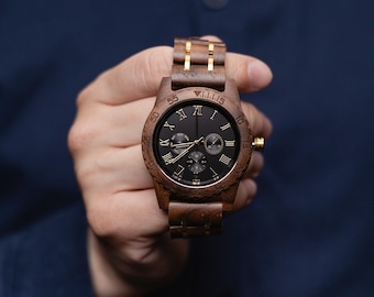Wood watch for men, Groomsmen watch gift, Custom watch gift, Wooden wrist watches, Engraved watch gift for him, Engraved anniversary watch
