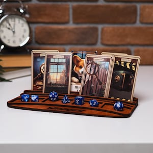 Custom board game organization,Board game card holder tabletop,Board game card storage,Board game dice tray,Gaming tray,Name game card stand