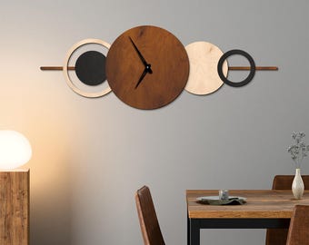 Triple circle clock, Circle wall clock, Large abstract wall clock, Office wall clock large, Geometric wall clock, Extra large wall clock