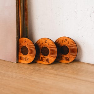 Divisores de discos de vinilo personalizados, separadores de género para discos de vinilo, separadores de discos LP, separadores de álbumes, organización de vinilos, separadores de LP