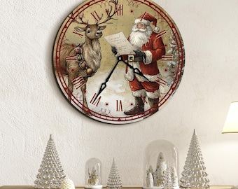 Vintage Musical Christmas Clock 80's Christmas Wall Hanging