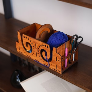 Wooden yarn holder for knitting, Box for crochet, Box for knitting, Knitting bowls for yarn, Yarn organizer knitting accessories