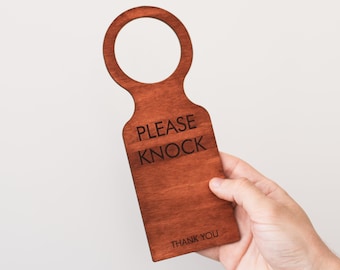 Percha de pomo de puerta personalizada, Percha de pomo de puerta "Por favor, toque", Letrero de pomo de puerta "No molestar", Percha de puerta de oficina en una reunión, Nota de etiqueta de puerta