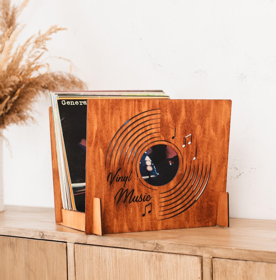 Custom Vinyl Record Crate, Wooden Vinyl Record Storage Engraved, Vinyl