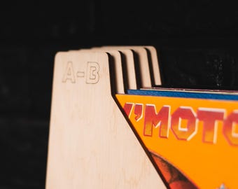 Vinyl record dividers alphabet, Record dividers alphabet,Wood record divider, Alphabet dividers, Vinyl record separators, LP divider