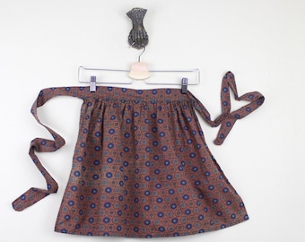 vintage 1950s Bronze + the Blues Half Apron - for baking Cookies & Sweet Treats - with turquoise and indigo and gold, oh my