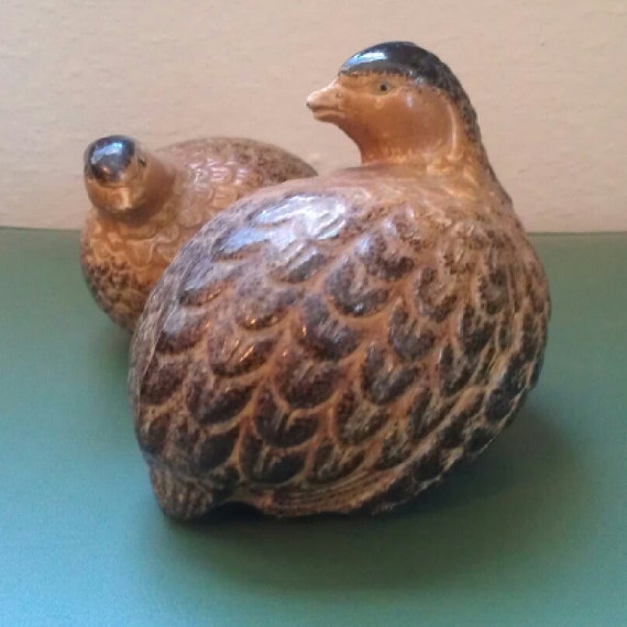 Vintage Ceramic Quail figurines 1960s Brown Birds Made in Etsy
