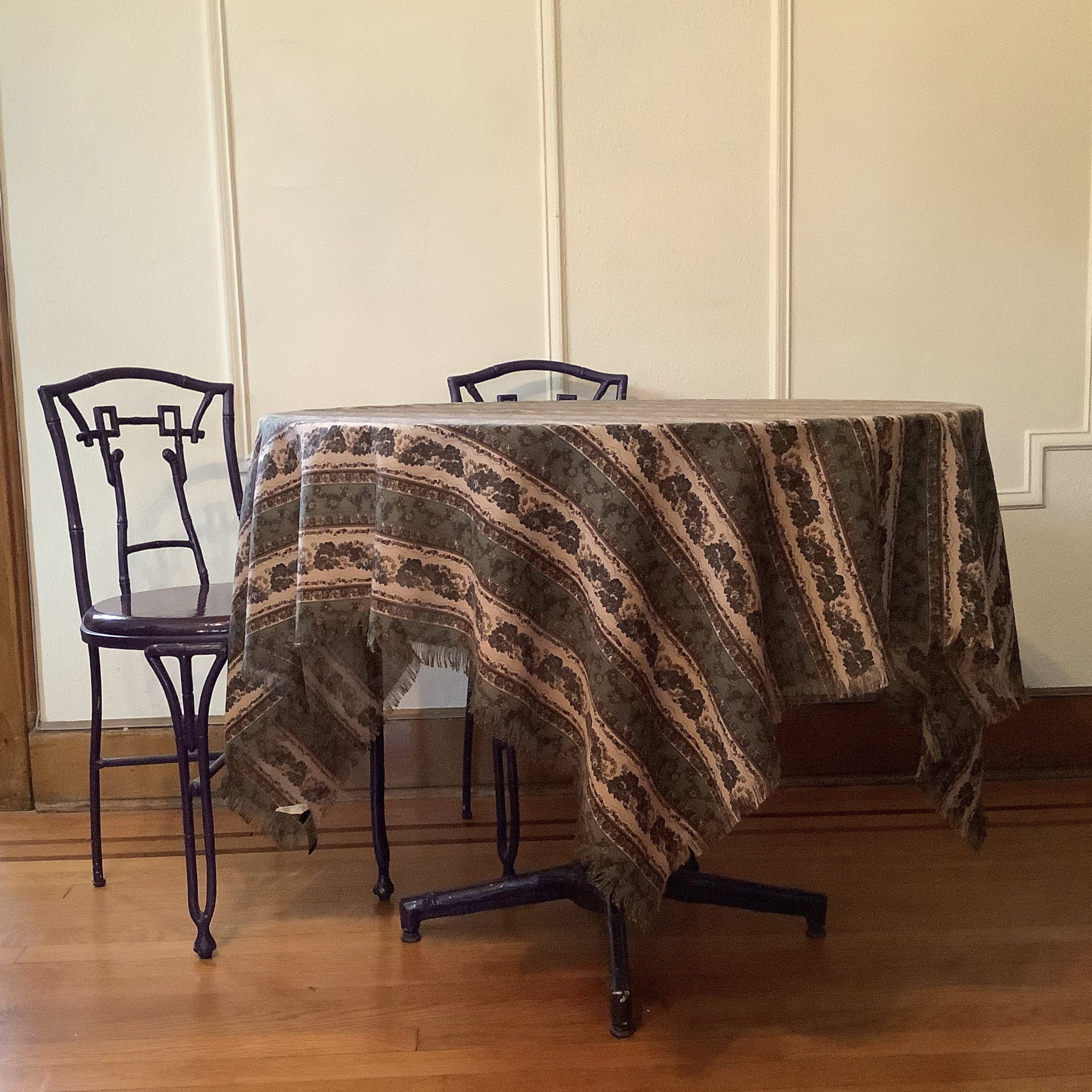 1980s Square Table Scarf / Shawl Bohemian Floral Stripes Etsy