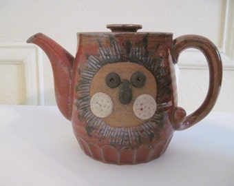 Two-Faced Lion, vintage Mid Century Modern Ceramic Studio Teapot